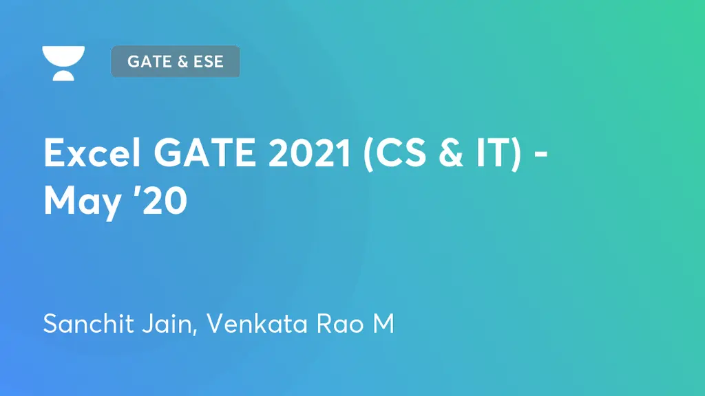 GATE - CSIT, DSAI & Interview Preparation - Excel GATE 2021 (CS & IT ...